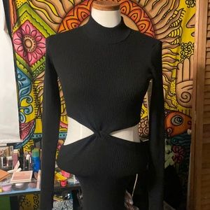 TORN BY RONNY KOBO Black Opal Knit Dress